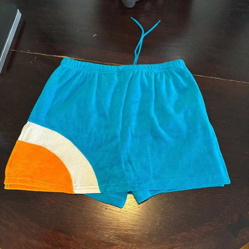 Y2K VTG '03 No Boundaries Kids Blue Colorblock Terry Skort Butterfly 14/6